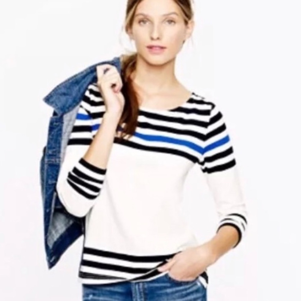 J Crew striped knit 3/4 sleeve nautical sweater top size XS